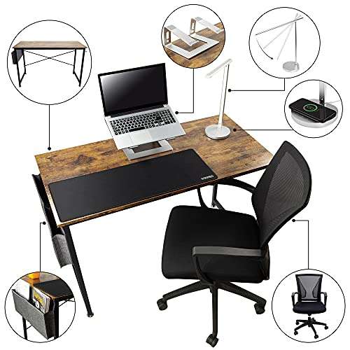 Alexa Enabled WFH Kit with Wireless Charging includes Desk, Office Chair, Laptop Stand, Desk Lamp & Extended Mouse Mat.