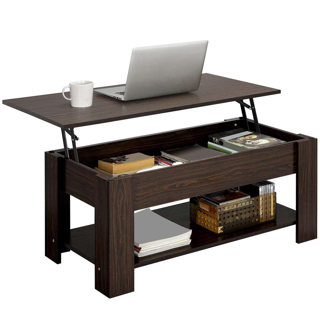 Lift Top Coffee Table, Wood Lifting Table Tea with Storage Shelf , espresso brown - w/voucher - Sold & fulfilled by Yaheetech UK